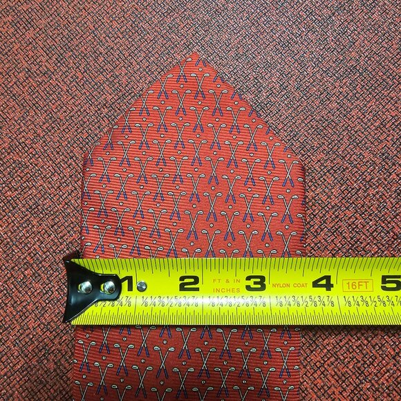 VTG Lauren Ralph Lauren Red Silk Golf Clubs Pattern Tie OS Mens Old Money Office - Picture 8 of 8